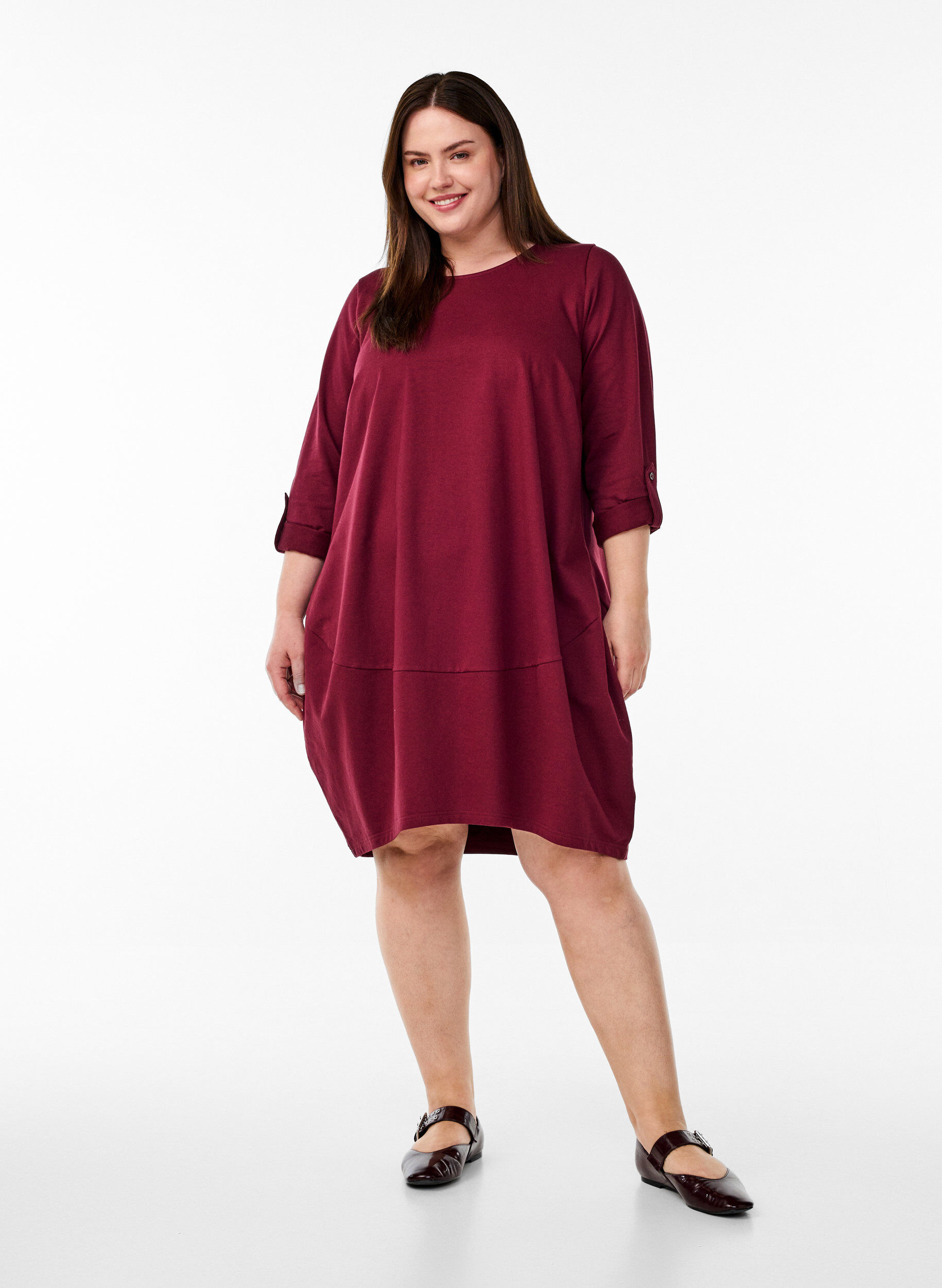 ZizziBallongkl&auml;nning med fickor, M&ouml;rk Bordeaux, Model image number 1