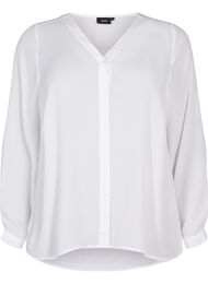 V-ringad skjorta med långa ärmar, Bright White
