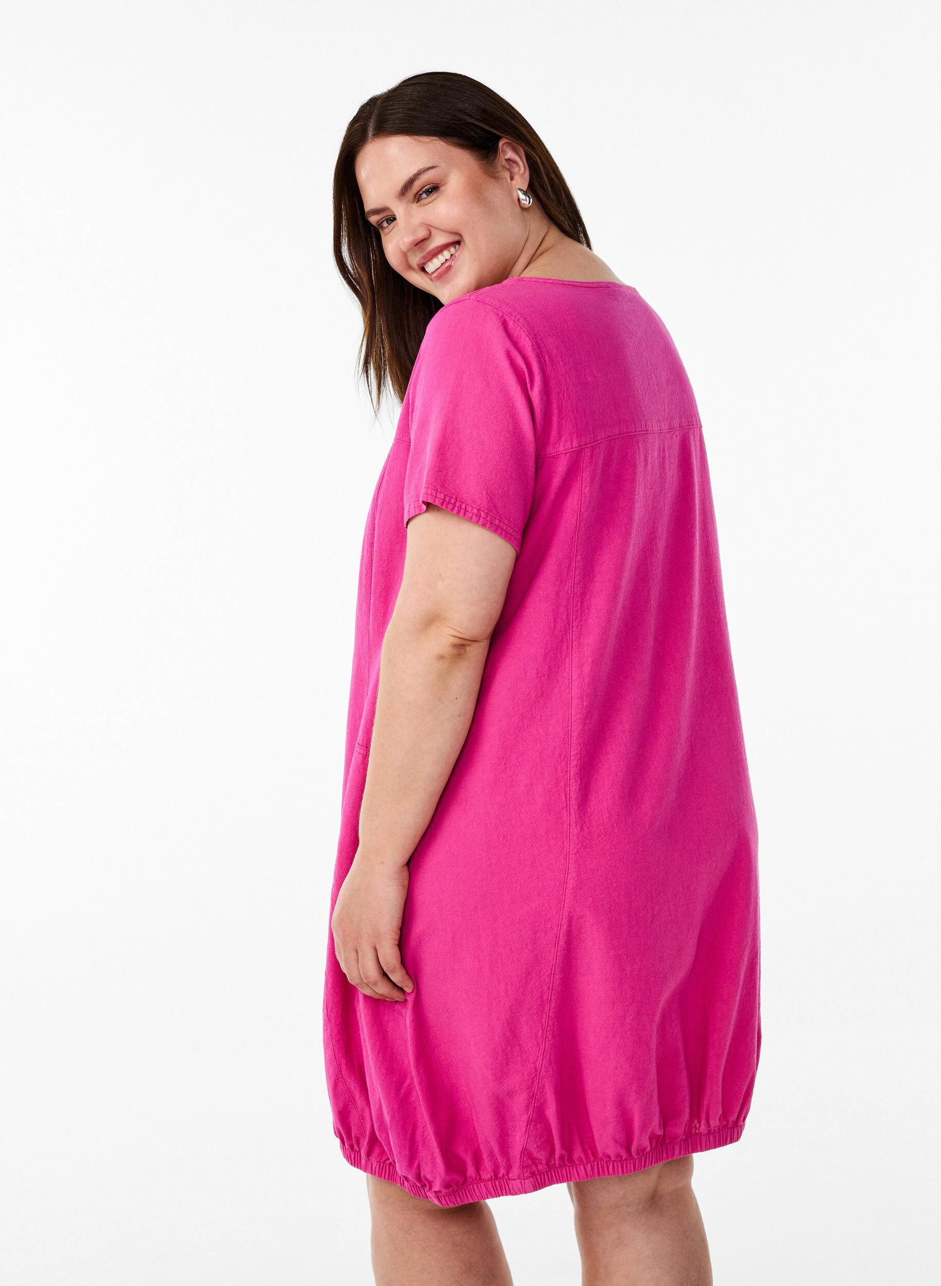 ZizziKort&auml;rmad kl&auml;nning i bomull, Rosa, Model image number 2