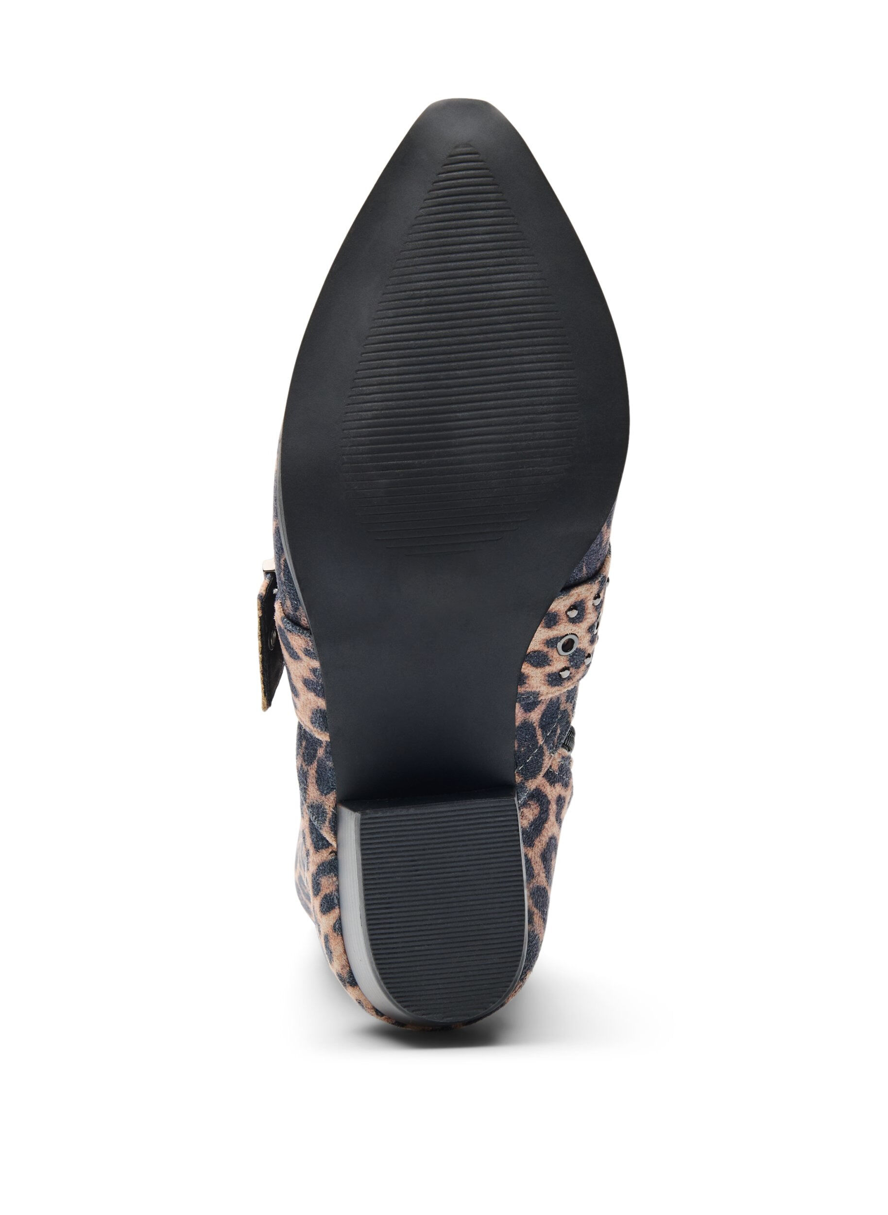 Zizzi Wide fit - Leopardm&ouml;nstrad ankelboot med sp&auml;nne och nitar, Brun, Packshot image number 5