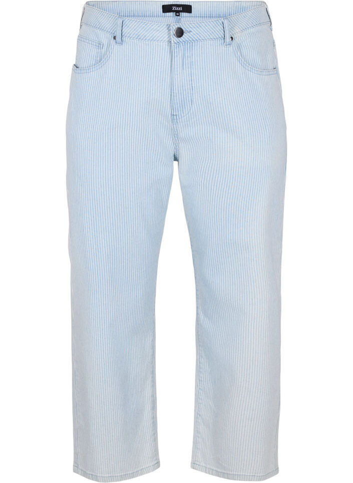 Raka jeans med ankellängd, Light Blue Stripe, Packshot image number 0