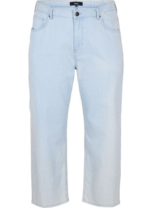 Raka jeans med ankellängd, Light Blue Stripe, Packshot image number 0