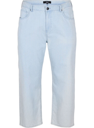 Raka jeans med ankellängd, Light Blue Stripe, Packshot image number 0