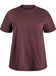 Enkel t-shirt i bomull med rund halsringning, Brun