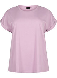 Kort&auml;rmad t-shirt i bomullsmix, Lila