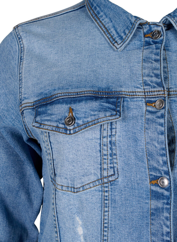 Kort denimjacka i bomull, Light blue denim, Packshot image number 2