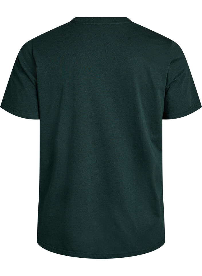 Enkel t-shirt i bomull med rund halsringning, Gr&ouml;n, Packshot image number 1