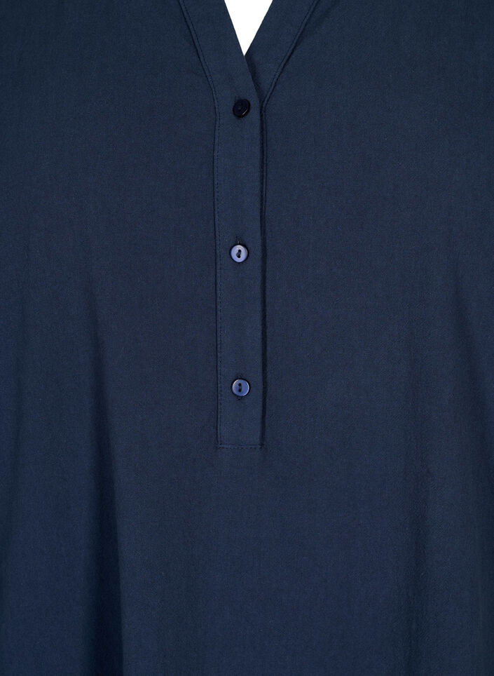FLASH – Kortärmad midiklänning i bomull, Navy Blazer, Packshot image number 2