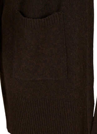 Stickad melerad cardigan med fickor, Coffee Bean Mel., Packshot image number 3