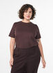 Enkel t-shirt i bomull med rund halsringning, Brun, Model image number 0