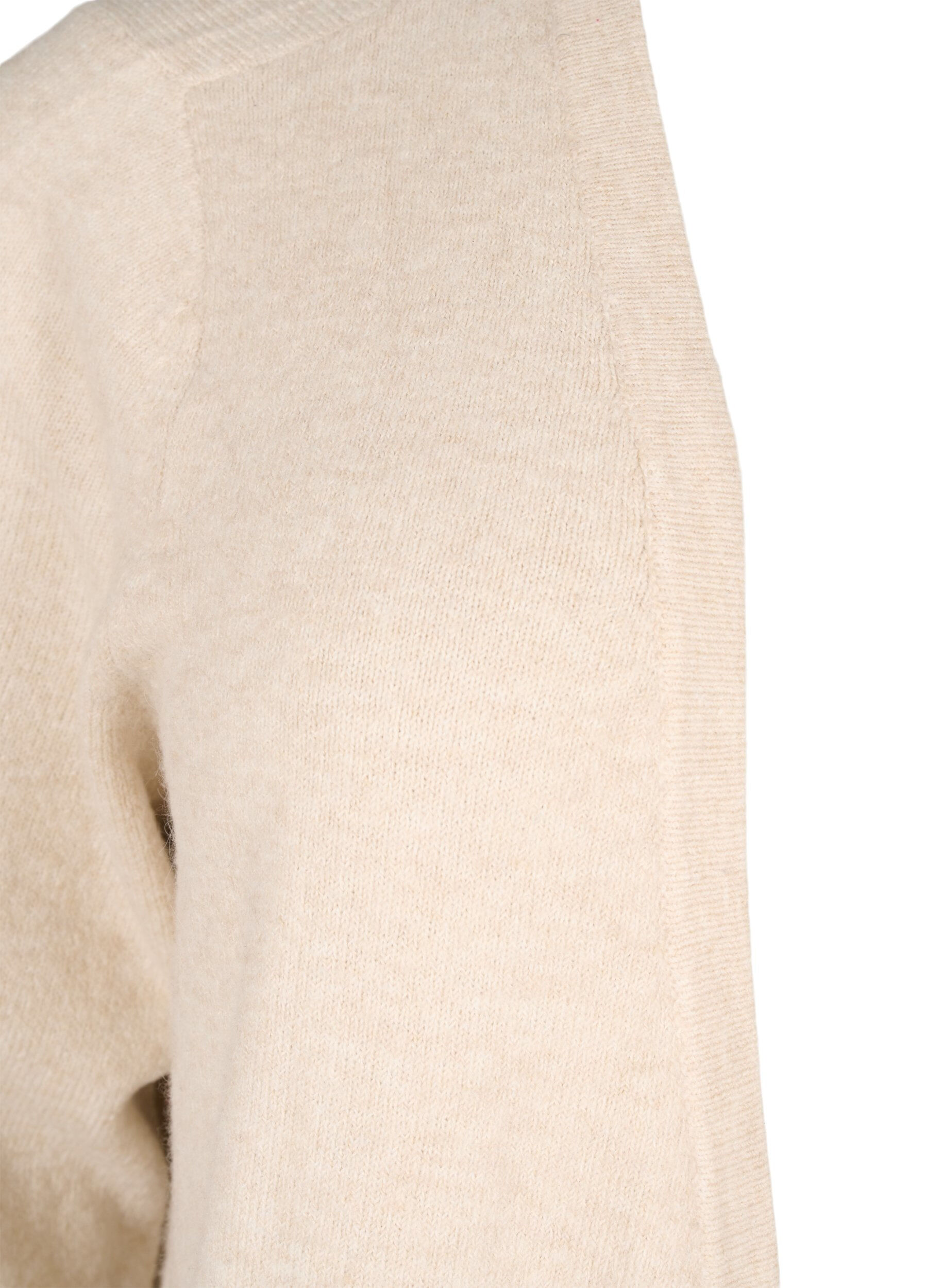 ZizziRibbstickad kofta med fickor, Beige, Packshot image number 2