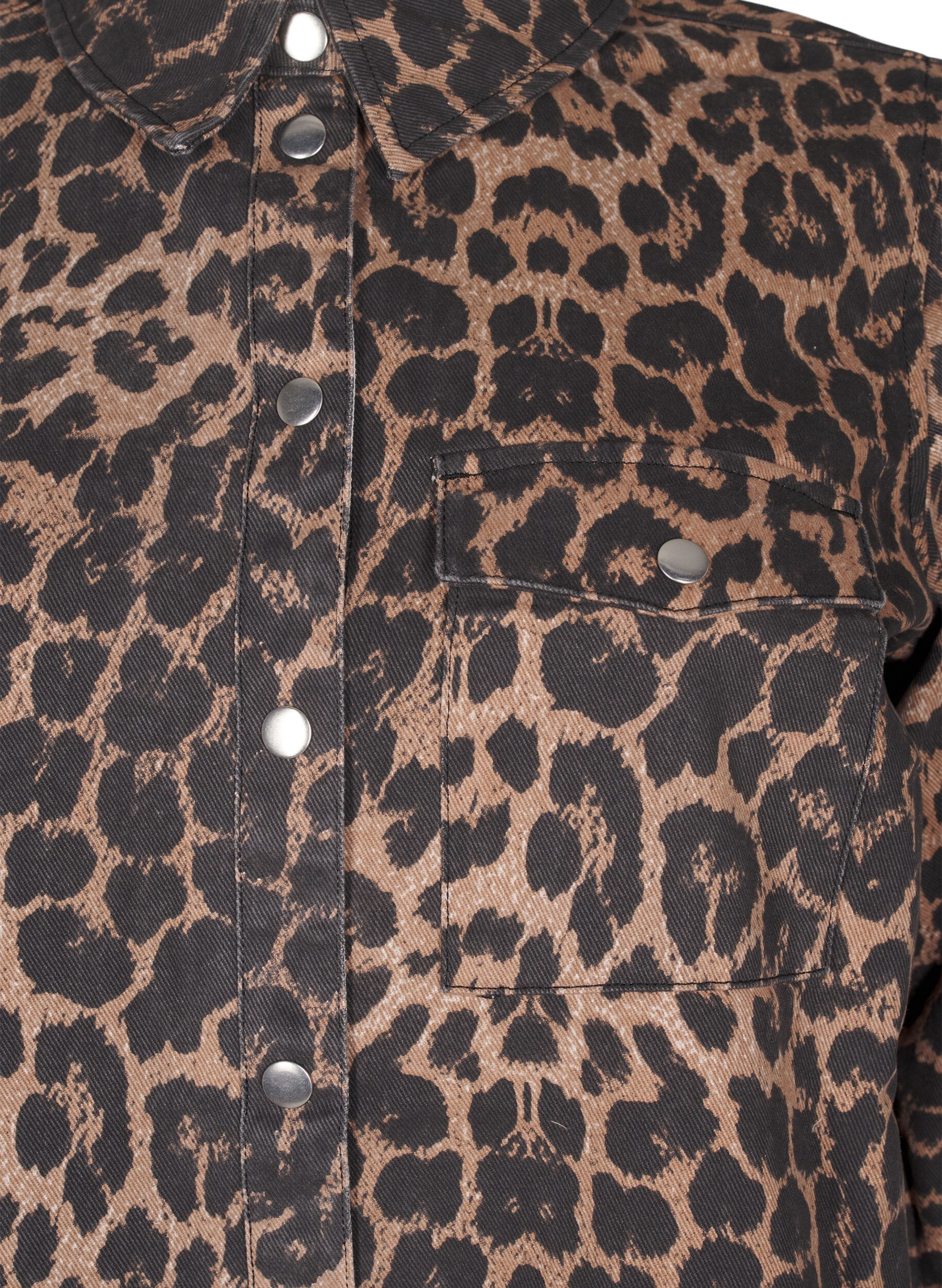 Zizzi Canvasjacka med leopardtryck, Leo AOP, Packshot image number 2