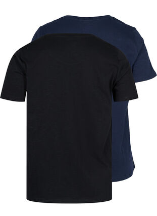 2-pack t-shirt i bomull, Black/Navy Blazer, Packshot image number 1