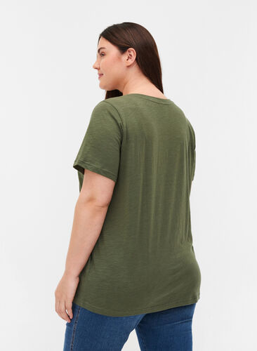 T-shirt i ekologisk bomull med tryck, Thyme Melange, Model image number 1