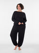 L&ouml;sa pyjamasbyxor i viskos med res&aring;r i midjan, Svart, Model image number 0
