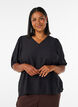 Blus i viskos med v-ringning, Svart, Model image number 0