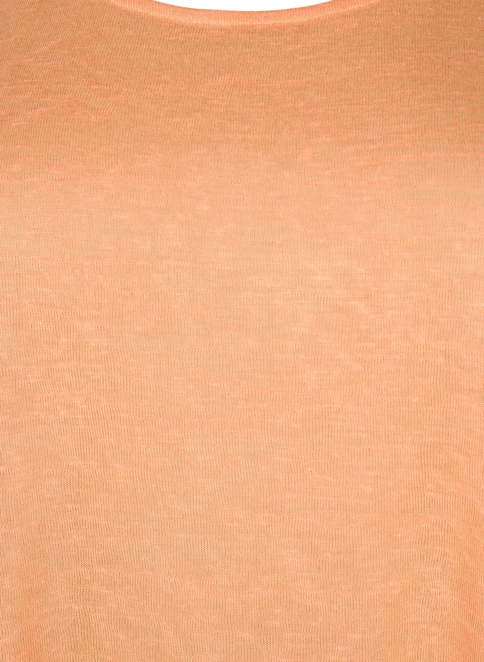 Zizzi Topp med struktur och rund hals, Mock Orange, Packshot image number 2