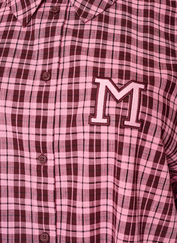 L&aring;ng rutig skjorta med 3/4-&auml;rmar, Rosa, Packshot image number 2