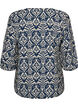 M&ouml;nstrad blus i viskos med 3/4-&auml;rmar, Bl&aring;, Packshot image number 1