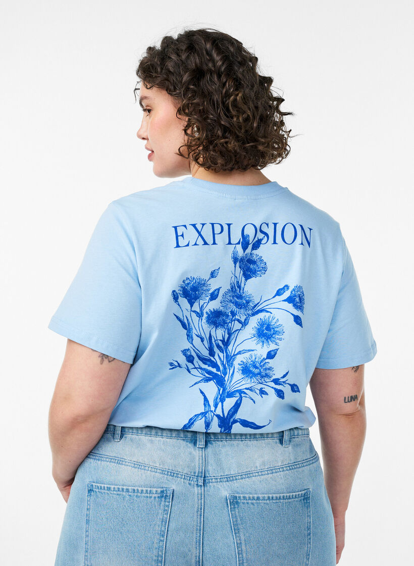 T-shirt i bomull med tryck, Bl&aring;, Model image number 2