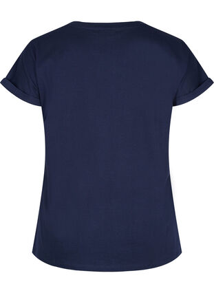 T-shirt med broderi anglaise av bomull, Navy Blazer, Packshot image number 1