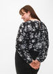 Blus med puff&auml;rm, Black Flower AOP, Model image number 1