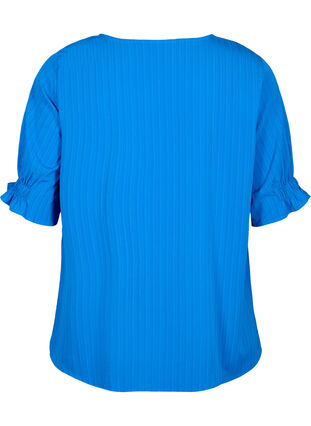 Randig blus med halvlånga ärmar, Victoria blue, Packshot image number 1