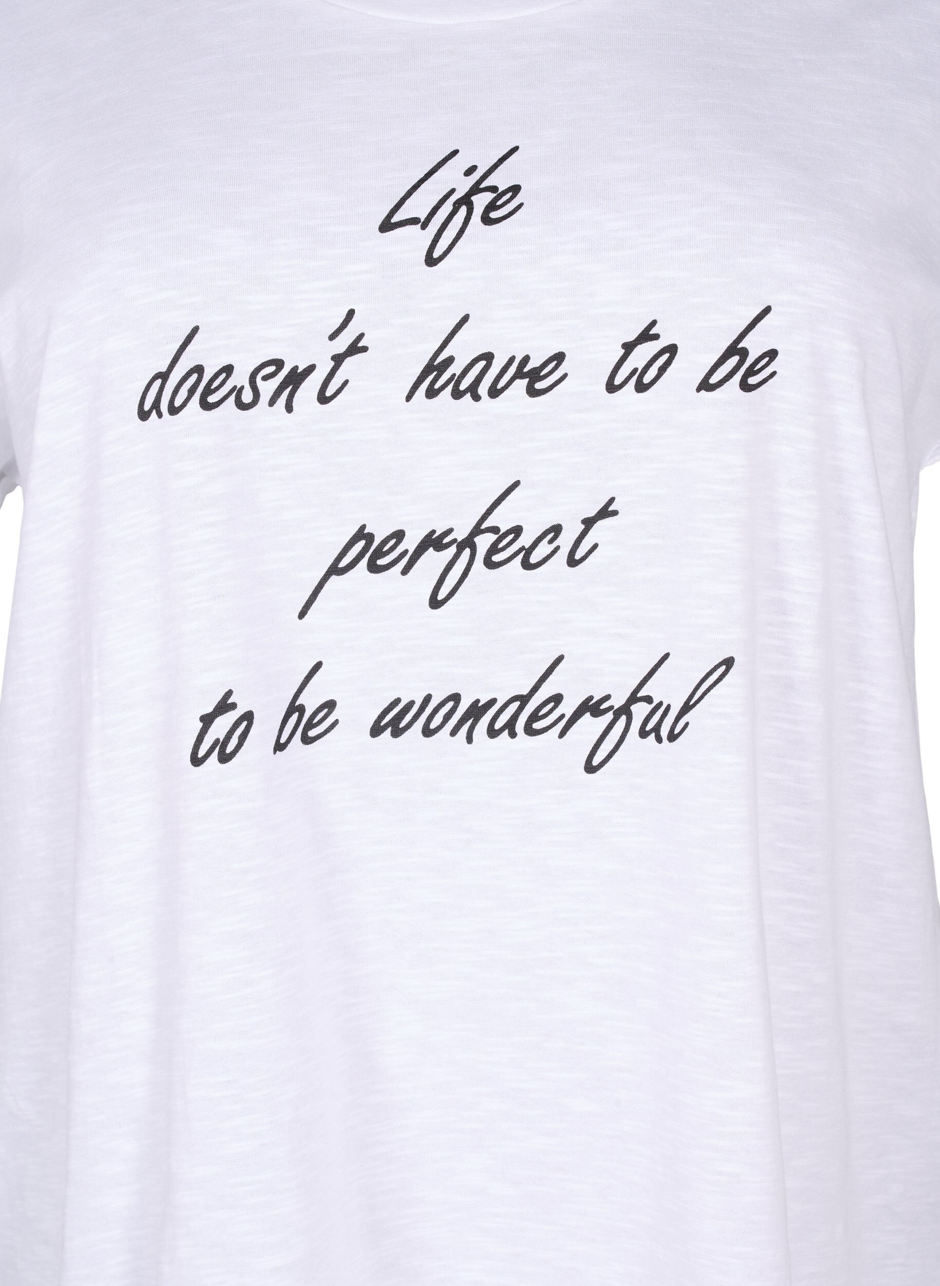 Zizzi T-shirt med tryck i ekologisk bomull, B. White Black Print, Packshot image number 2