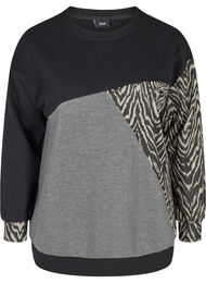 Sweatshirt med mönster, Black Grey Zebra