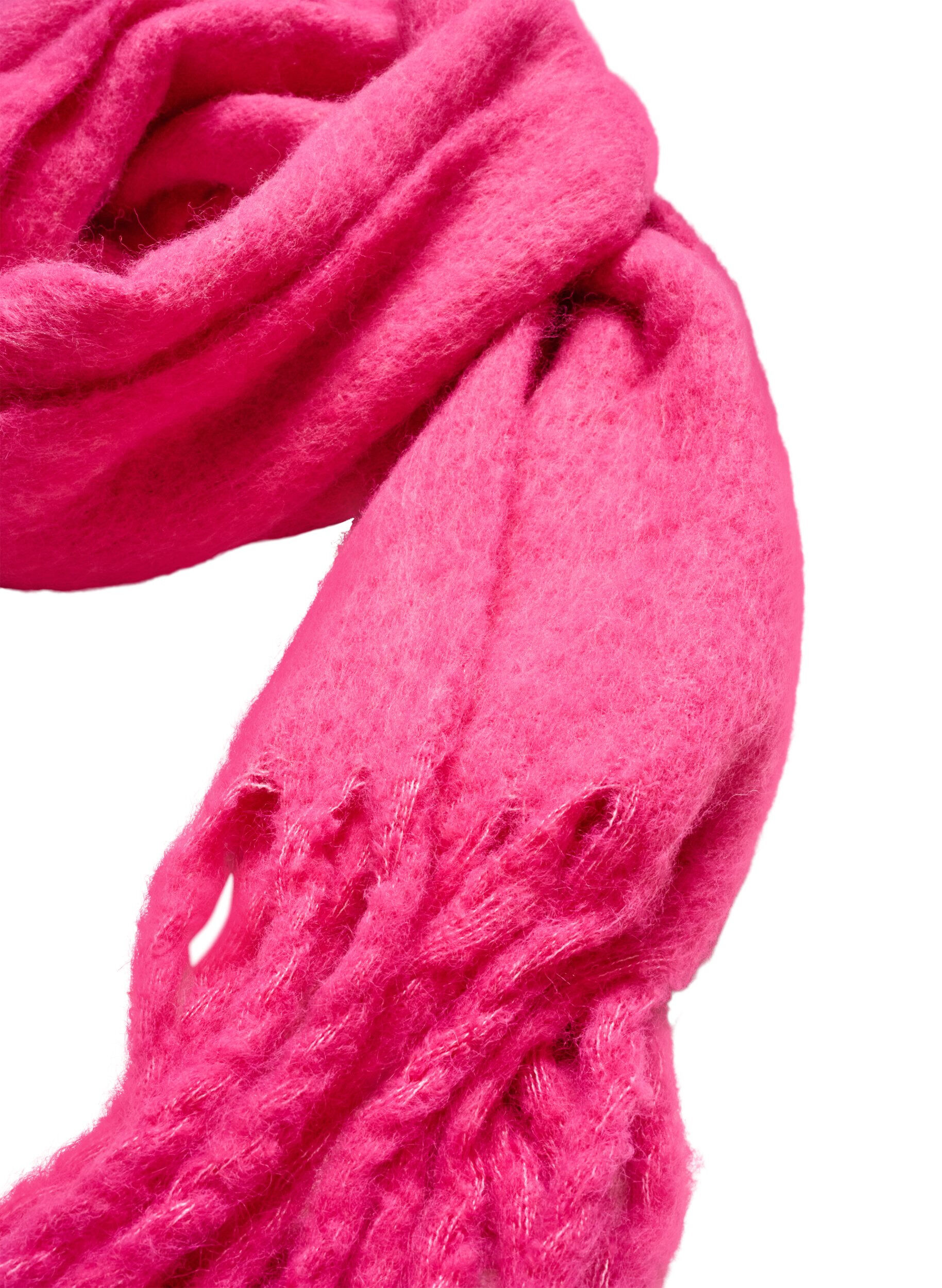 ZizziMjuk halsduk med fransar, Rosa, Packshot image number 1