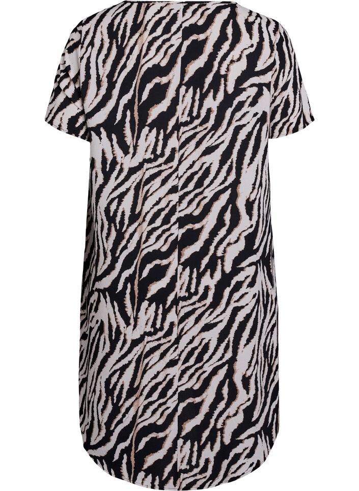 Kl&auml;nning med m&ouml;nster och korta &auml;rmar, Svart, Packshot image number 1