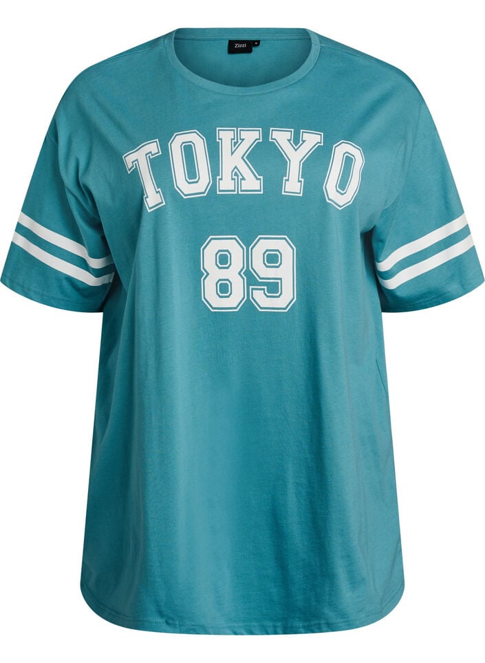 Sportig oversized college-t-shirt, Bl&aring;, Packshot image number 0