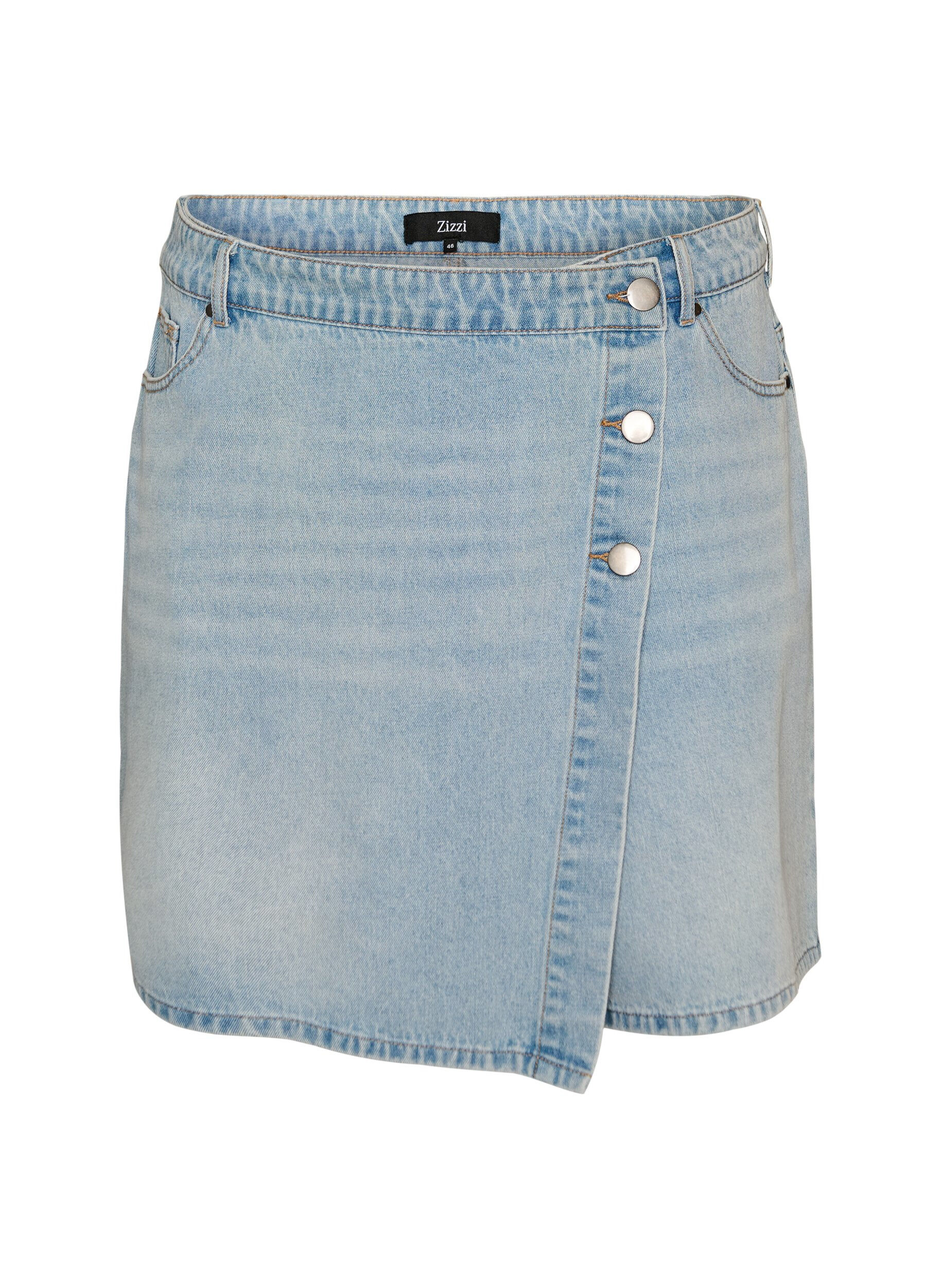 ZizziDenimskorts med omlotteffekt och h&ouml;g midja, Bl&aring;, Packshot image number 0