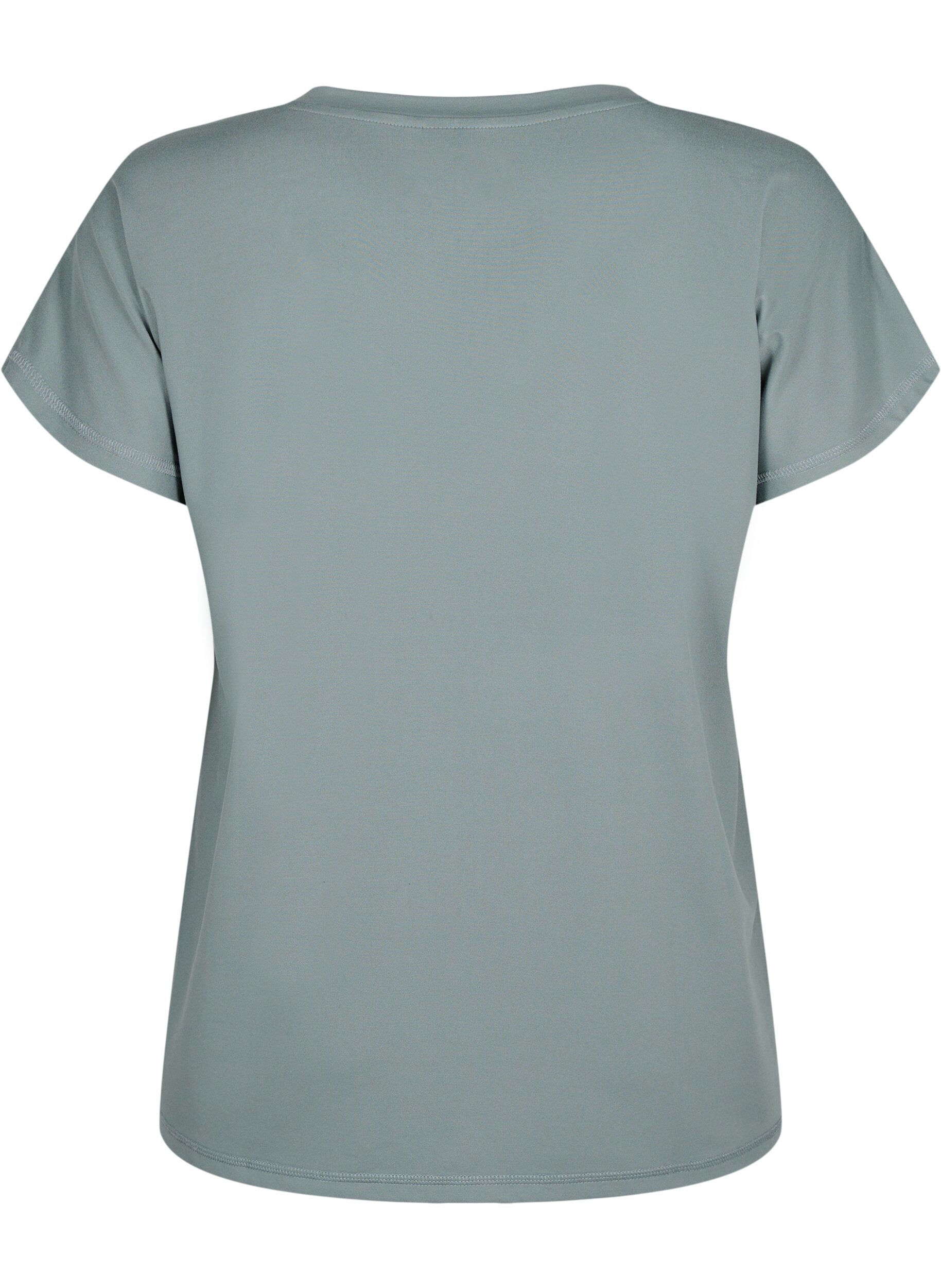 ZizziTr&auml;nings t-shirt med v-ringning och l&ouml;s passform, Balsam Green, Packshot image number 1