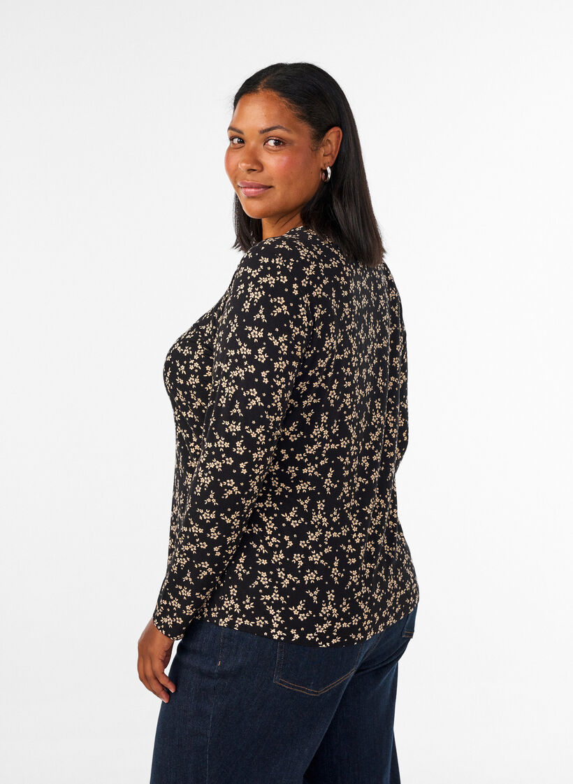 L&aring;ng&auml;rmad blus, Svart, Model image number 2