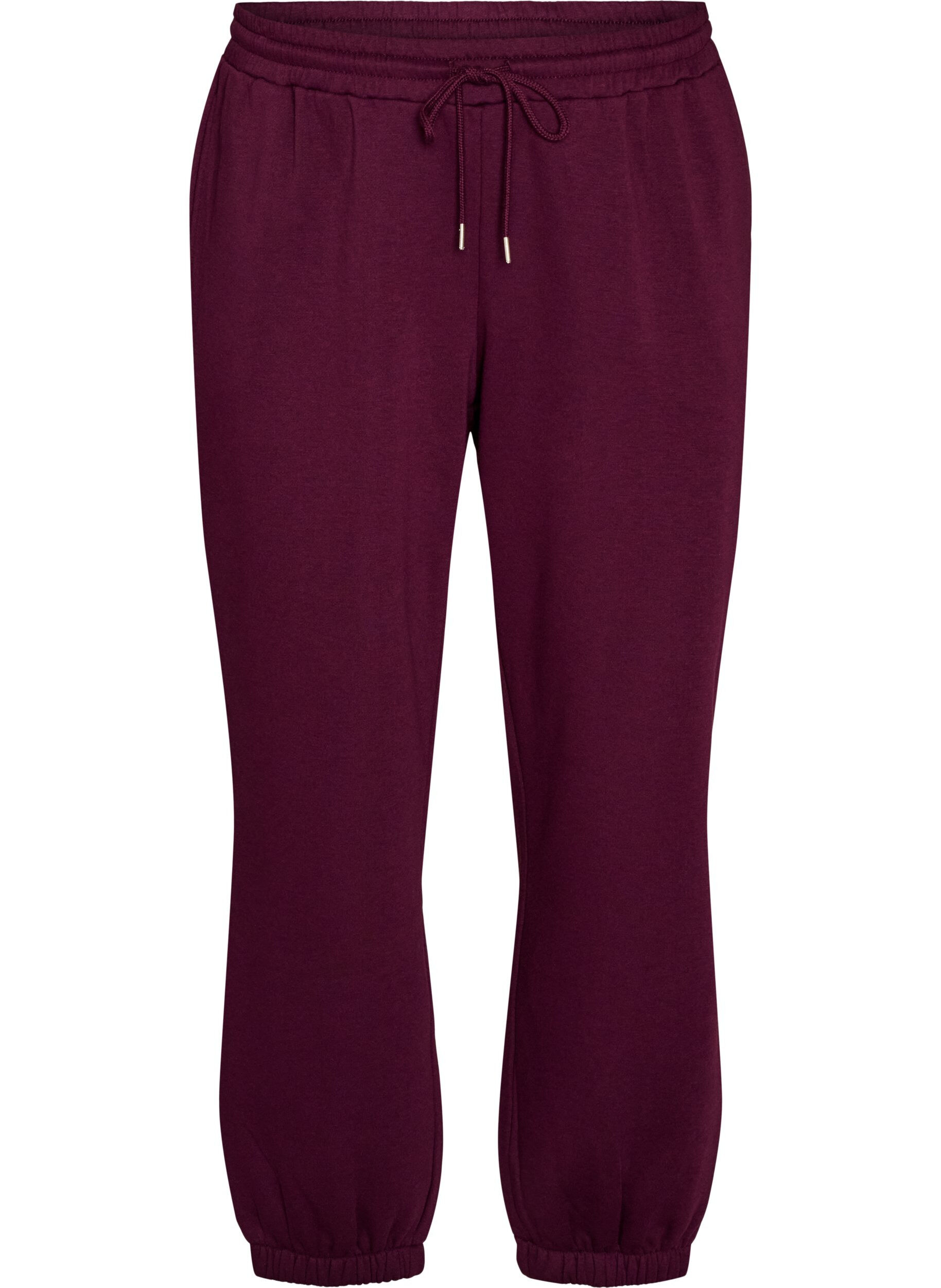 ZizziSweatpants med h&ouml;g midja och dragsko, Lila, Packshot image number 0