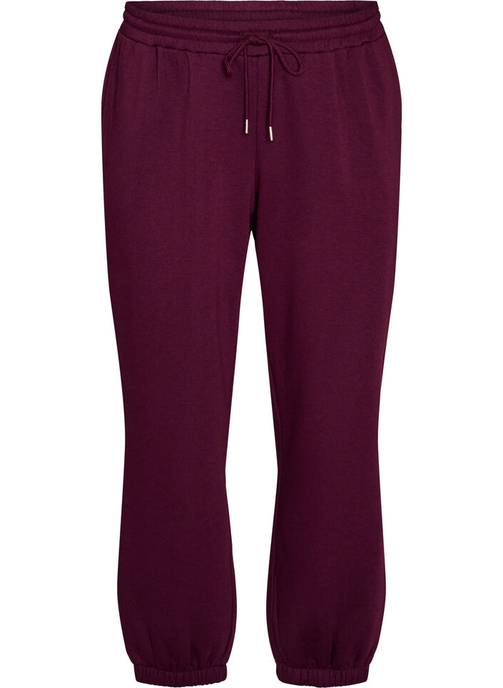Sweatpants med h&ouml;g midja och dragsko, Lila, Packshot image number 0