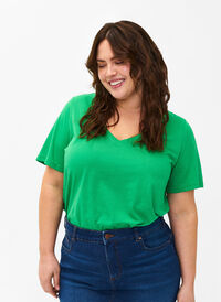 FLASH - T-shirt med v-ringning, Kelly Green, Model