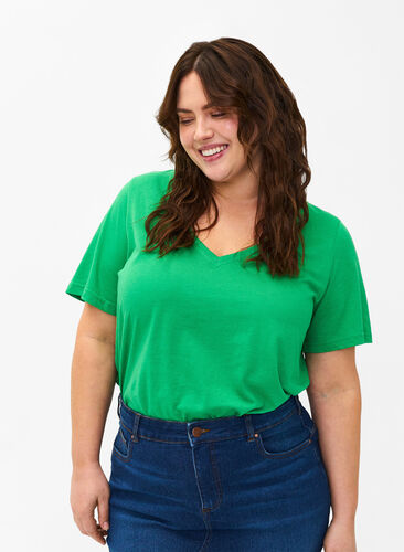 FLASH - T-shirt med v-ringning, Kelly Green, Model image number 0