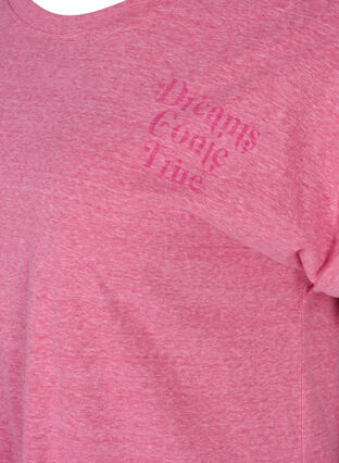 Melerad t-shirt i bomull, Fandango Pink Mel, Packshot image number 3