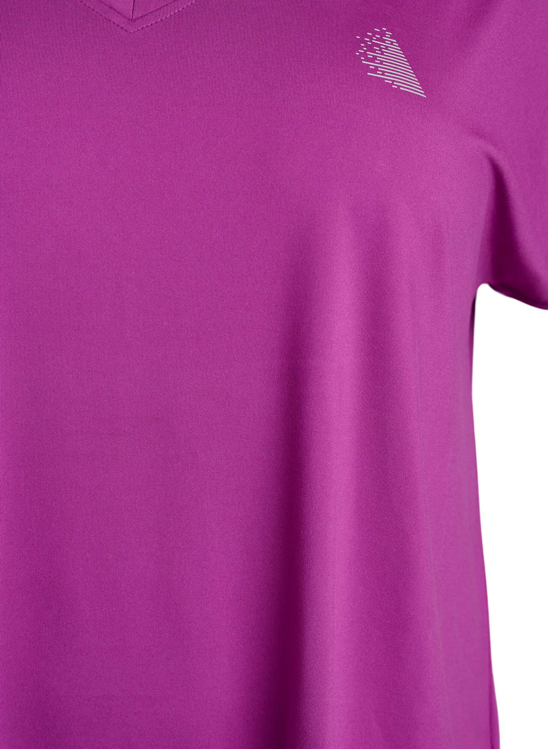 ZizziKort&auml;rmad tr&auml;nings-t-shirt med v-ringning, Lila, Packshot image number 2