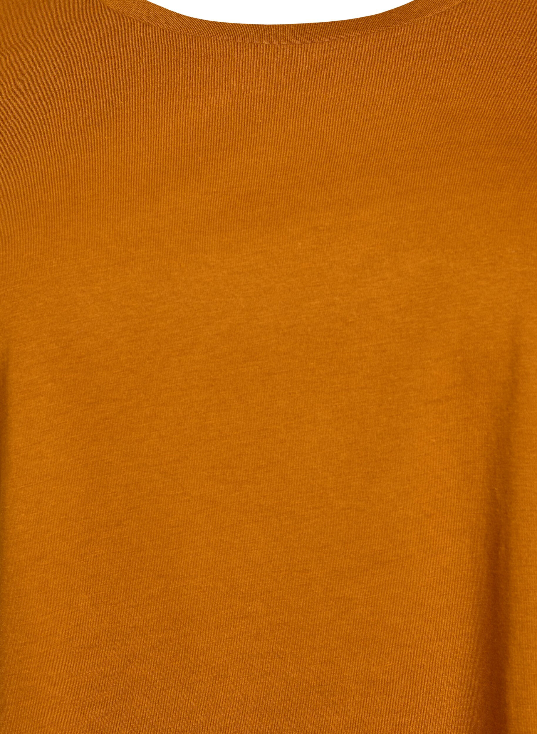 ZizziKort&auml;rmad t-shirt i bomullsblandning, Orange, Packshot image number 2