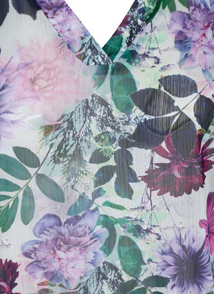 Blommig blus med 2/4 ärmar, Purple Flower mix, Packshot image number 2