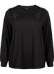 Blus med broderi och strass, Black, Packshot image number 0