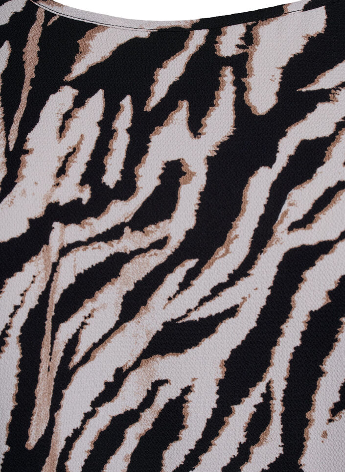 Klänning med mönster och korta ärmar, Svart, Packshot image number 2