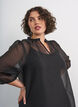 Kort kl&auml;nning i organza med volangkant, Svart, Model image number 3