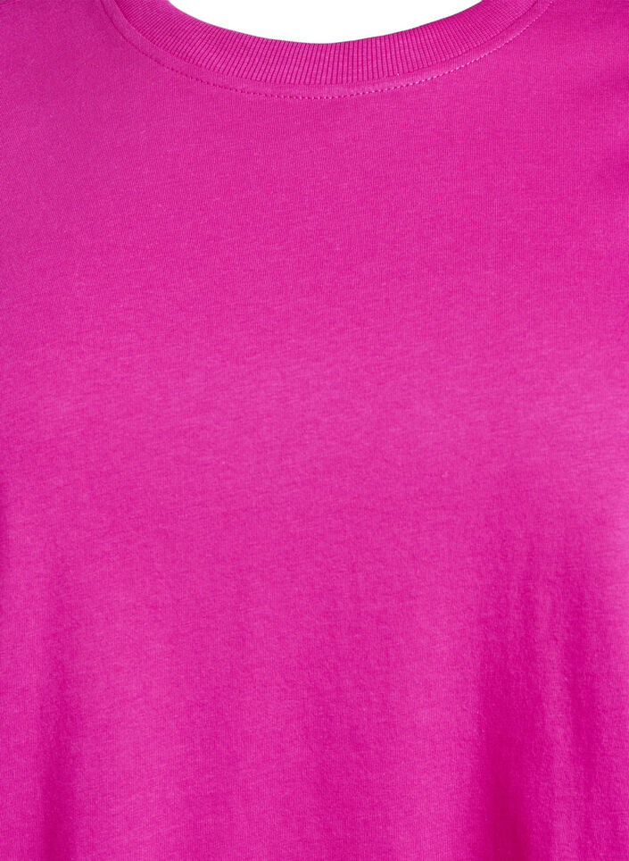 Enkel t-shirt i bomull med rund halsringning, Rosa, Packshot image number 2