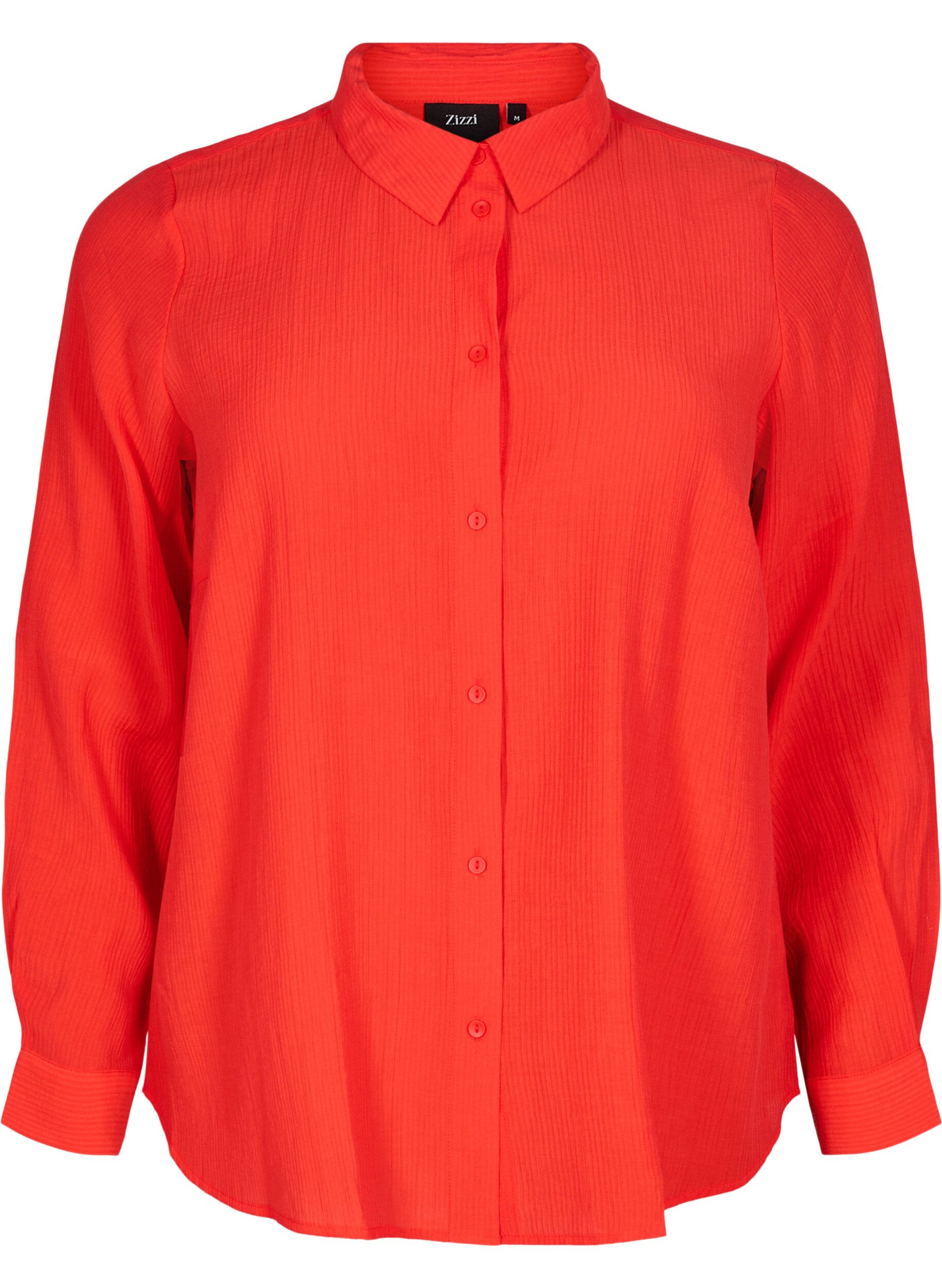 Zizzi Skjorta med randig textur, R&ouml;d, Packshot image number 0