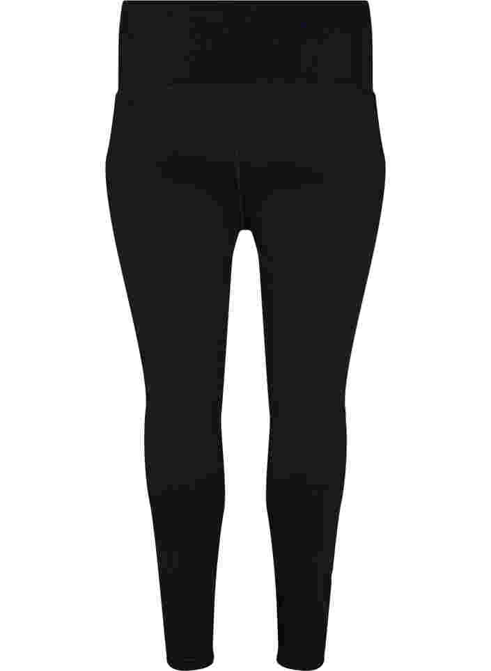 Ankellånga leggings med blixtlås, Black, Packshot image number 1