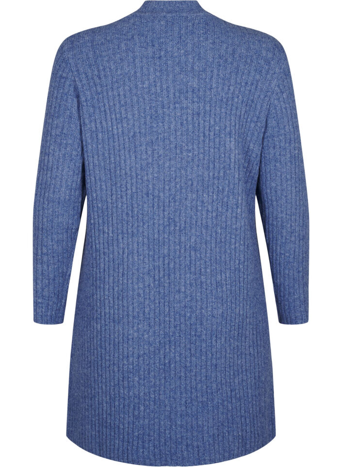 Kort, ribbad klänning med rund halsringning, Grey Blue Mel., Packshot image number 1